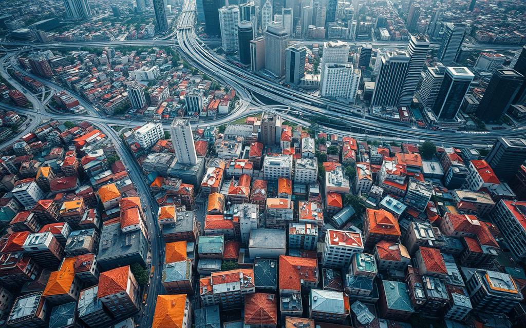 A high-resolution aerial photograph of a diverse cityscape, showcasing a vibrant array of intricate patterns and textures. The foreground features a patchwork of building rooftops, their geometric designs and materials creating a captivating visual tapestry. In the middle ground, winding roads and interconnected infrastructure weave through the urban landscape, mirroring the organic flow of data and information. The background is dominated by a sprawling network of skyscrapers, their glass and steel facades reflecting the ever-changing patterns of light and shadow. The overall scene conveys a sense of order, complexity, and the interconnectedness of the modern world, inspiring awe and wonder at the inherent beauty of real-world data patterns. A high-resolution aerial photograph of a diverse cityscape, showcasing a vibrant array of intricate patterns and textures. The foreground features a patchwork of building rooftops, their geometric designs and materials creating a captivating visual tapestry. In the middle ground, winding roads and interconnected infrastructure weave through the urban landscape, mirroring the organic flow of data and information. The background is dominated by a sprawling network of skyscrapers, their glass and steel facades reflecting the ever-changing patterns of light and shadow. The overall scene conveys a sense of order, complexity, and the interconnectedness of the modern world, inspiring awe and wonder at the inherent beauty of real-world data patterns.