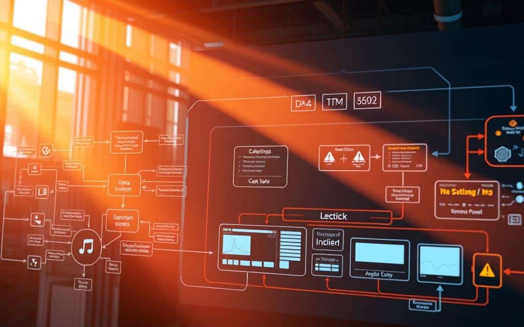 A detailed diagram of a TDM workflow access system, illuminated by warm, natural lighting and captured at a slight diagonal angle. In the foreground, a series of interconnected nodes and pathways represent the data ingestion and processing stages, rendered in a clean, modern style. The middle ground showcases a central control panel with intuitive user interfaces, while the background subtly hints at the broader ecosystem of data sources and analytical tools. The overall mood is one of efficiency, accessibility, and compliance, reflecting the core objectives of the "Copyright Exceptions for Database Research" article. A detailed diagram of a TDM workflow access system, illuminated by warm, natural lighting and captured at a slight diagonal angle. In the foreground, a series of interconnected nodes and pathways represent the data ingestion and processing stages, rendered in a clean, modern style. The middle ground showcases a central control panel with intuitive user interfaces, while the background subtly hints at the broader ecosystem of data sources and analytical tools. The overall mood is one of efficiency, accessibility, and compliance, reflecting the core objectives of the "Copyright Exceptions for Database Research" article.