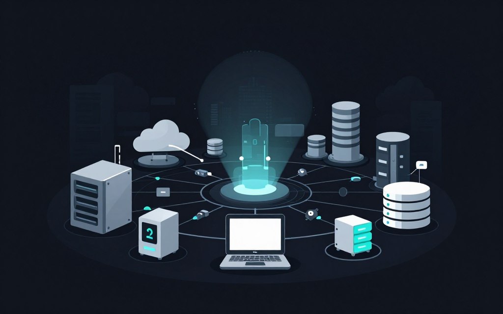 A flat vector illustration depicting a futuristic digital landscape focused on advanced tools for Zero Trust security. In the foreground, sleek and modern cybersecurity tools like firewalls, authentication devices, and encrypted databases are stylized with clean lines and glowing accents. The middle ground showcases interconnected networks with data packets flowing between various security architectures, emphasizing a strong sense of technology and protection. In the background, abstract representations of cloud infrastructures and data storage towers rise into a soft glow, creating an atmosphere of innovation and security. The overall mood is professional and cutting-edge, with high contrast lighting to accentuate the details while ensuring a polished, tech-forward aesthetic. A flat vector illustration depicting a futuristic digital landscape focused on advanced tools for Zero Trust security. In the foreground, sleek and modern cybersecurity tools like firewalls, authentication devices, and encrypted databases are stylized with clean lines and glowing accents. The middle ground showcases interconnected networks with data packets flowing between various security architectures, emphasizing a strong sense of technology and protection. In the background, abstract representations of cloud infrastructures and data storage towers rise into a soft glow, creating an atmosphere of innovation and security. The overall mood is professional and cutting-edge, with high contrast lighting to accentuate the details while ensuring a polished, tech-forward aesthetic.